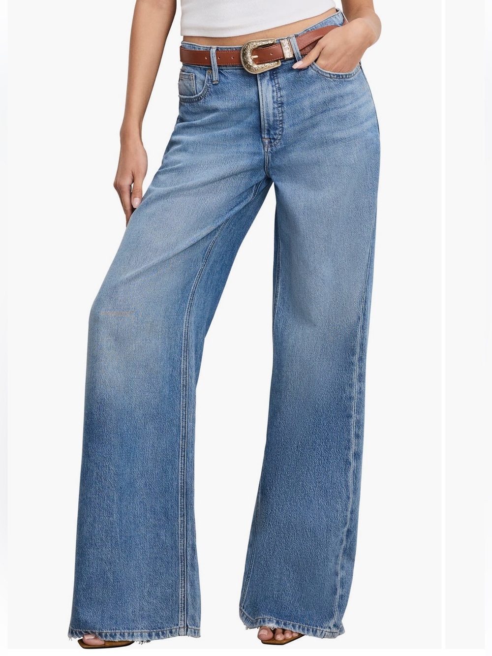 Good American Weightless Good Standard Ease Wide Leg Jeans
